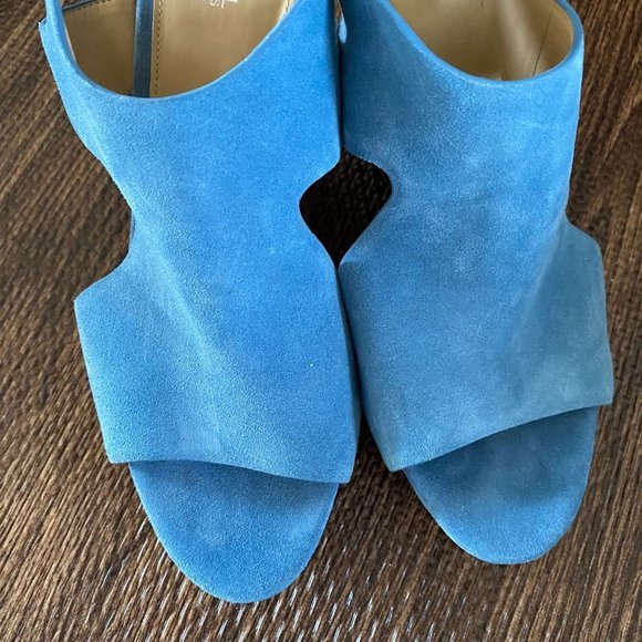 Michael Kors Josephine Blue Suede Platform Wedge - Picture 2 of 13